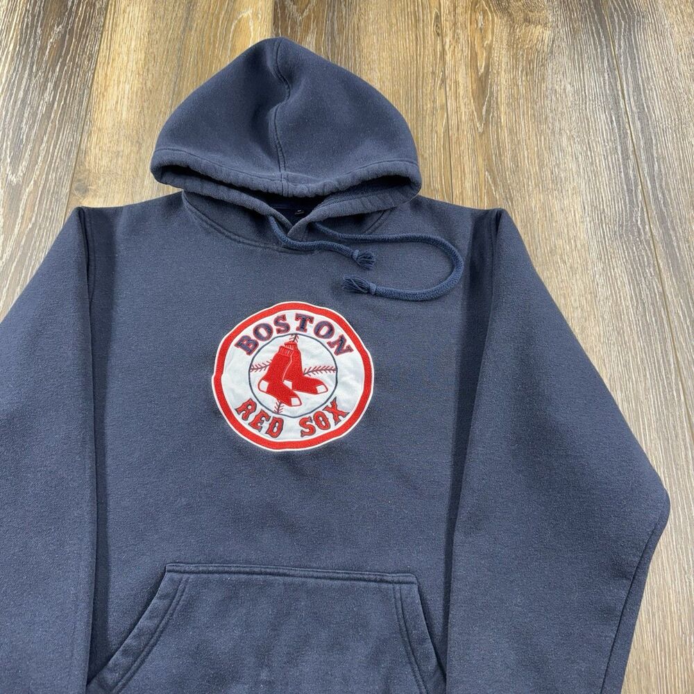 Vintage Boston Red Sox Hoodie Mens M Blue Sweatshirt MLB Baseball Team Logo Y2K